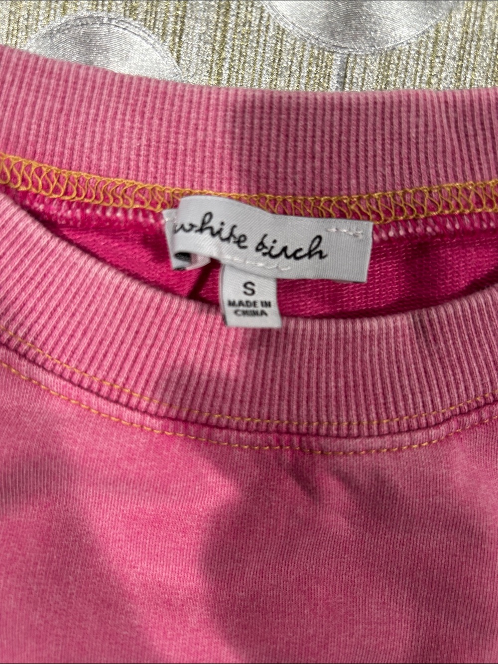 White Birch Super Soft Pink Sequin Football Crewneck Sweatshirt - Picture 4 of 6